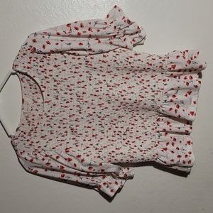 Melloday White Red Floral Peplum Blouse Short Top sz M GUC